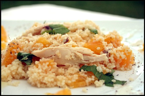 Salade de semoule et restes de poulet