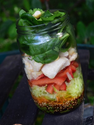 Salade en bocal asiatique
